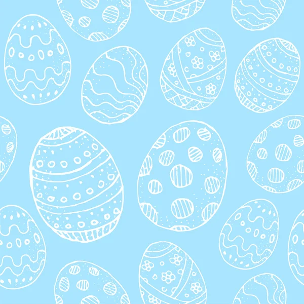 Kusursuz bir arka plan, beyaz hatlı paskalya yumurtaları ve mavi bir arka plan. Şekillendirilmiş Paskalya yumurtaları