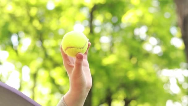 Parkta Aktif Oyunlar Oynayın Tahta Bir Raketle Topa Vur Tenis — Stok video