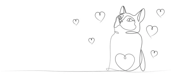Katzengesichtszeichnung Vektorillustration Katze Und Herz Haustier Die Katze Ist Der — Stockvektor