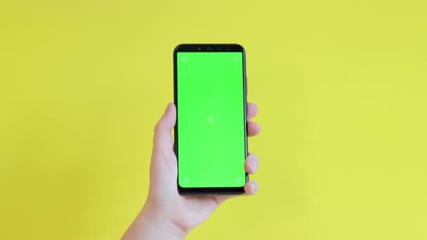 Modèle Clé Chroma Sur Smartphone Main Présentation Espace Copie Pour — Video