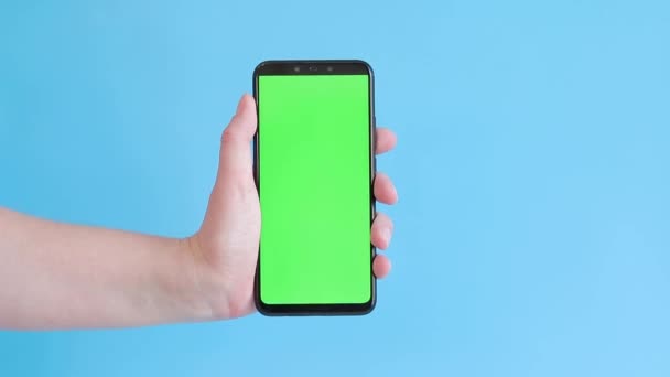 Chroma Klíč Mockup Smartphone Ruce Zobrazování Kopírovacího Prostoru Pro Návrh — Stock video