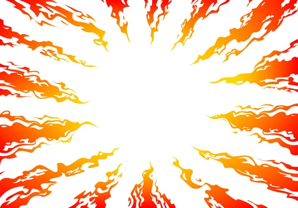 Języki Ognia Skierowane Centrum Białym Tle Komiks Fantasy Ogień Tła — Wektor stockowy