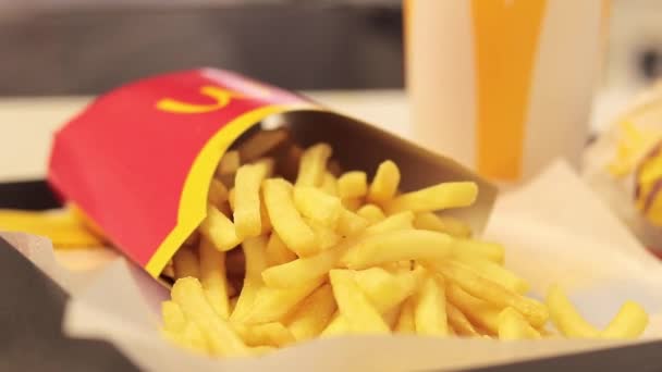 Κίεβο Ουκρανία Αυγούστου 2023 Fast Food Mcdonald Πατάτες Τηγανητές Διπλό — Αρχείο Βίντεο