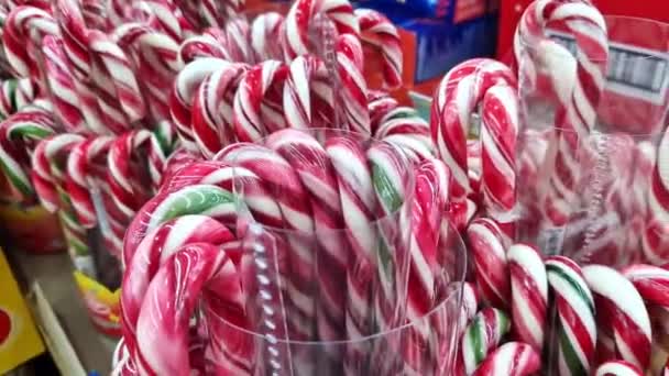 Kiew Ukraine November 2023 Verkauf Von Zuckerstangen Form Eines Weihnachtsbaums — Stockvideo