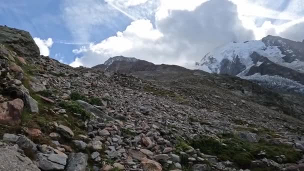 Горы Вид Мон Блан Французские Альпы Европу Красивый Пейзаж Туризм — стоковое видео