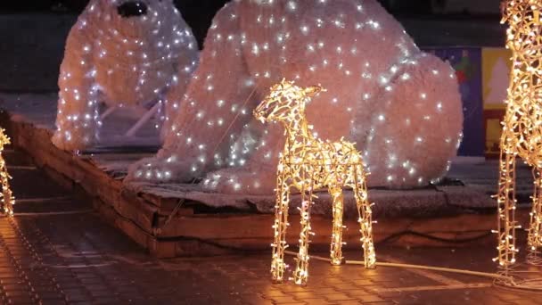 Kiew Ukraine 2023 Weihnachtsstadt Dekoration Neujahrsdekor Der Nähe Des Einkaufszentrums — Stockvideo