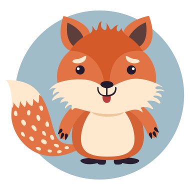 Şekillendirilmiş şirin bir tilkinin düz çizimi