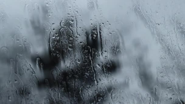 Regn Fönsterglaset Vattenränder Utsikt Över Regnet Från Bilen Regn Droppar — Stockvideo