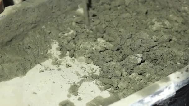 Zementputz Mörtel Zementmörtel Mit Einem Hammerbohrer Verrühren Bau Auf Der — Stockvideo