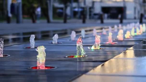 Kyiv Ukraine May Pedestrian Fountain Colored Lighting Close Dry Fountain — Stock Video