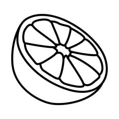 Limon dilimi, doğrusal çizim. Simge. Limon doğrusal simgesi. Boyama için çizim. Yaz pankartları için taze meyve çizimleri