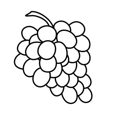 Üzüm, doğrusal çizim. Simge. Olgun üzümler doğrusal simgesi. Üzüm ve böğürtlen boyaları için çizim