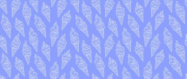 Kusursuz bir arka plan ve waffle bardaklarında dondurma. Dondurma ve külah çizimleri. Sonsuz yaz tatlısı geçmişi. Doğrusal vektör çizimi