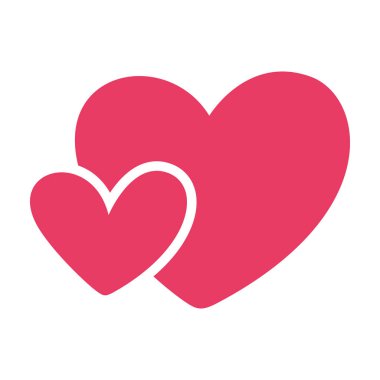 Arka plandan izole edilmiş pembe kalpler. Sevgililer Günü kalpleri. Düz çizim. Aşkın, aşkın ve evliliğin sembolleri.