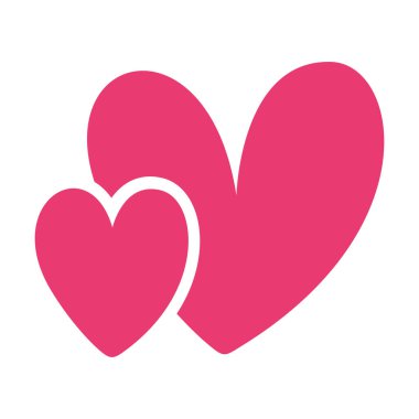 Arka plandan izole edilmiş pembe kalpler. Sevgililer Günü kalpleri. Düz çizim. Aşkın, aşkın ve evliliğin sembolleri.