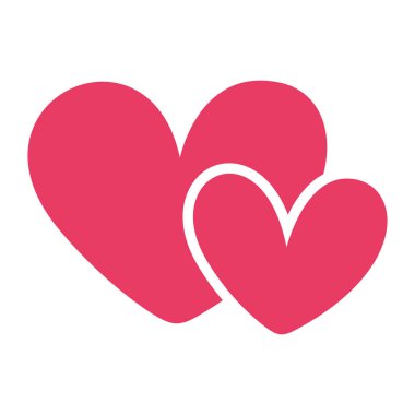 Arka plandan izole edilmiş pembe kalpler. Sevgililer Günü kalpleri. Düz çizim. Aşkın, aşkın ve evliliğin sembolleri.