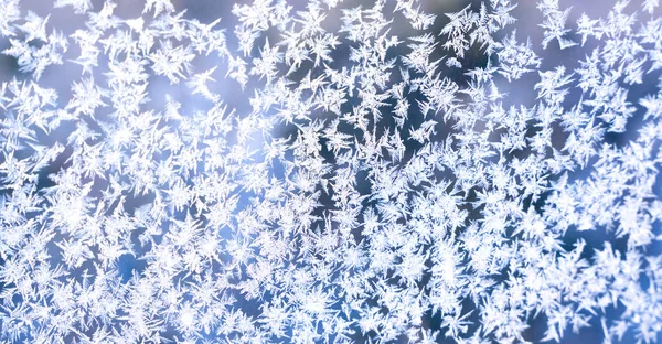 Όμορφο Παγωμένο Σχέδιο Στο Παράθυρο Φυσικό Μοτίβο Πάγου Υφή Επιλεκτική — Φωτογραφία Αρχείου