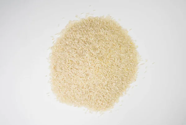 White Long Rice White Background Top View Selective Focus — Stock Photo, Image