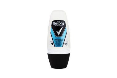Kyiv, Ukrayna - 09 Mayıs 2023. Mavi arka planda Rexonaman 'ın roll deodorantı. Yakın plan..