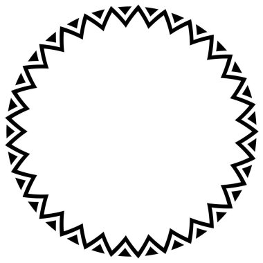 Aztek çerçevesini özetle. Siyah beyaz arka planda kabilenin etnik modelini çember içine alın. Dövme kavramı.