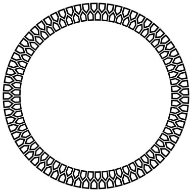 Aztek çerçevesini özetle. Siyah beyaz arka planda kabilenin etnik modelini çember içine alın. Dövme kavramı.