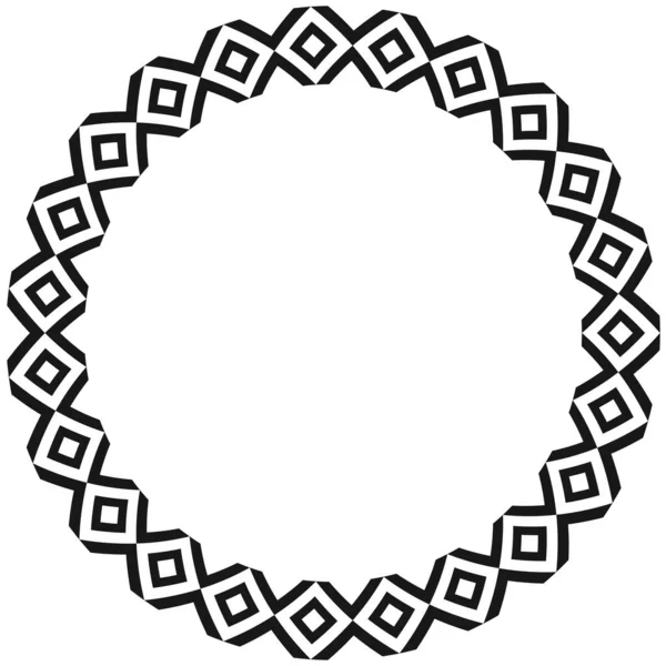 Abstract Aztec Frame Circle Tribal Ethnic Pattern Black White Color — Stock Vector