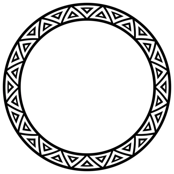 阿兹特克帧 在黑白相间的背景下 圈出部族的族群模式 夏威夷纹身概念 — 图库矢量图片