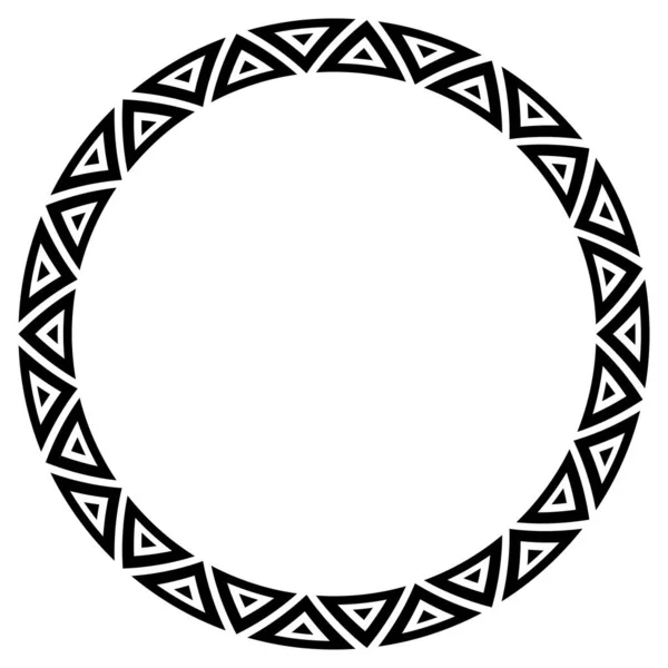 阿兹特克帧 在黑白相间的背景下 圈出部族的族群模式 夏威夷纹身概念 — 图库矢量图片