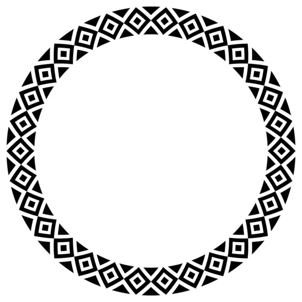 Streszczenie Azteckiej Ramki Koło Plemienny Etniczny Wzór Czarno Biały Kolor — Wektor stockowy