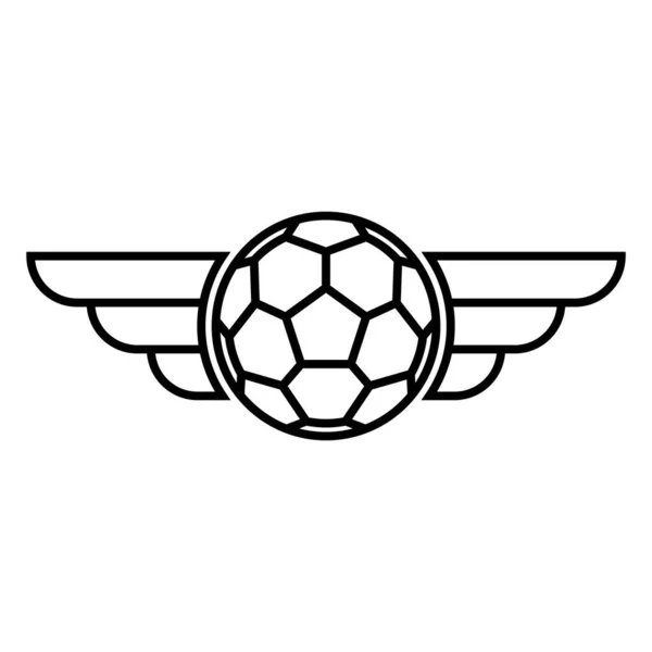 Icône Football Avec Ailes Design Style Plat Concept Balle Illustration — Image vectorielle