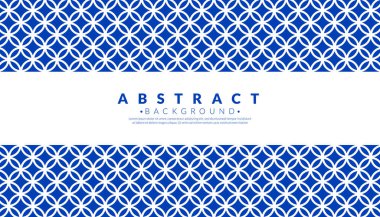 Beyaz arkaplanda soyut mavi çember çizgisi deseni. Japon tarzı konsept. Geometrik kart tasarım şablonu. Vektör illüstrasyonu.