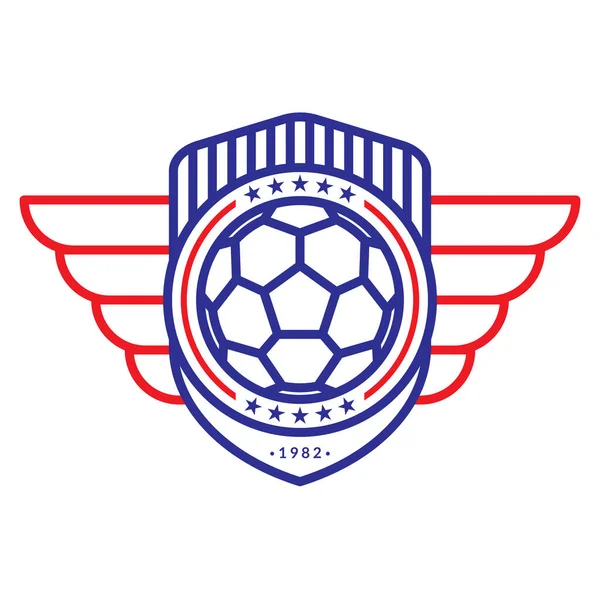 Logo Fußball Mit Stern Und Flügeln Emblem Soccer Design Konzept — Stockvektor