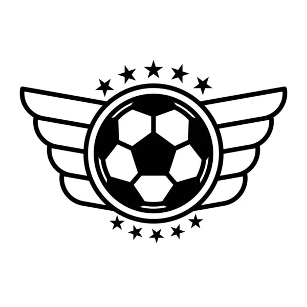 Λογότυπο Ποδοσφαίρου Αστέρι Και Φτερά Έμβλημα Ποδόσφαιρο Έννοια Σχεδιασμού Εικονογράφηση — Διανυσματικό Αρχείο