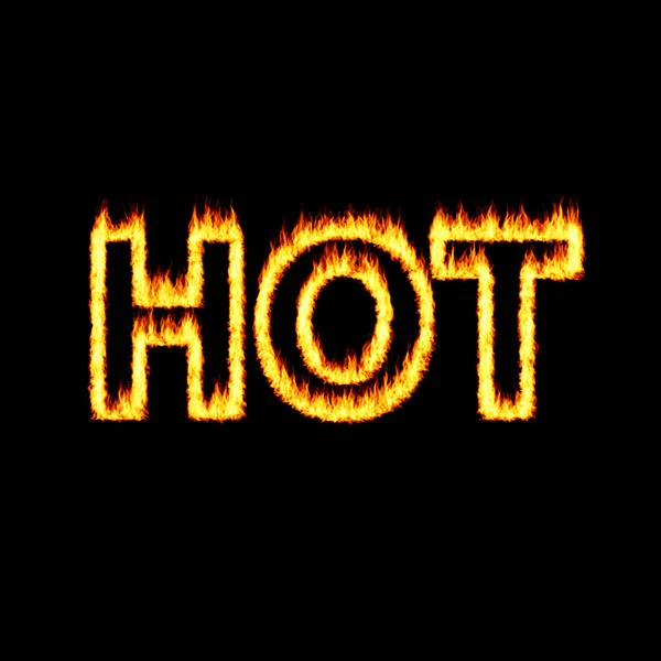 Obraz Słowa Gorącego Płomieniach Pali Się Słowo Elementy Projektu Graficznego — Zdjęcie stockowe