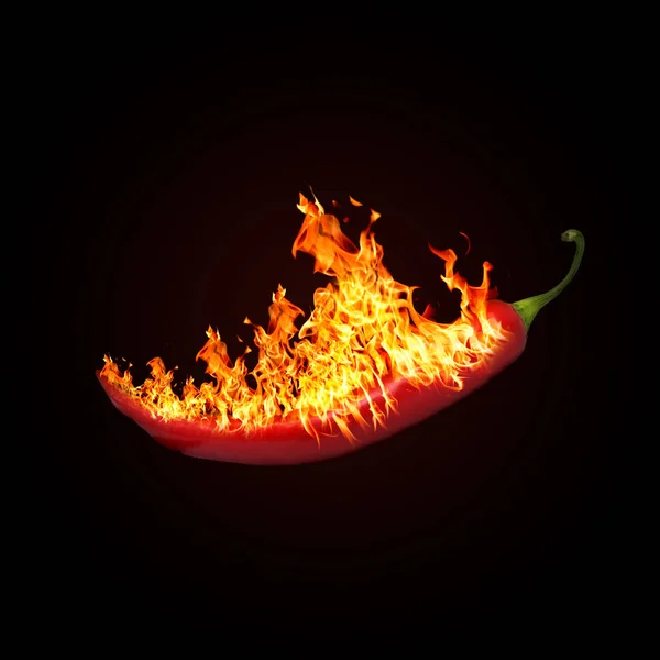 Перец Чили Огне Изолированы Черном Фоне Элементы Графического Дизайна — стоковое фото
