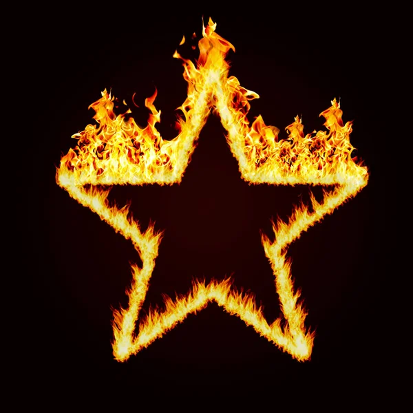 Siyah Arka Planda Soyut Ateş Yanan Yıldız Grafik Tasarımı Için — Stok fotoğraf