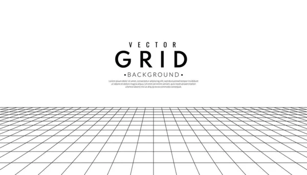 Abstract Perspective Grid White Background Wireframe Room Concept Detailed Lines — Stock Vector