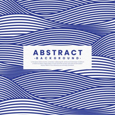 Soyut mavi su dalgası desenli arka plan. Geleneksel Japon şablonu. Vektör illüstrasyonu. 