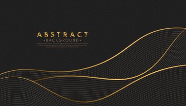 Karanlık arka planda soyut lüks altın çizgiler eğrisi. Asgari tarz konsept. Vektör illüstrasyonu