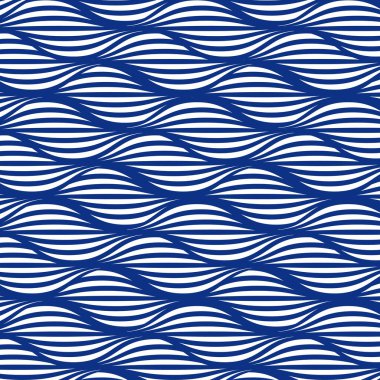 Dalgalı okyanus mavisi desenli ve retro-stil dekorasyonlu. Vektör illüstrasyonu.