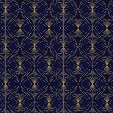 Art Deco tarzında zarif geometrik altın desenli arka plan. Bu zarif ve lüks tasarım lüks projeler ve dekorasyon için idealdir..