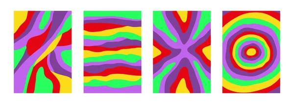 Eski tarz 60 'lar, 70' ler tarzında parlak asit içerikli modaya uygun soyut bir set. Vektör illüstrasyonu