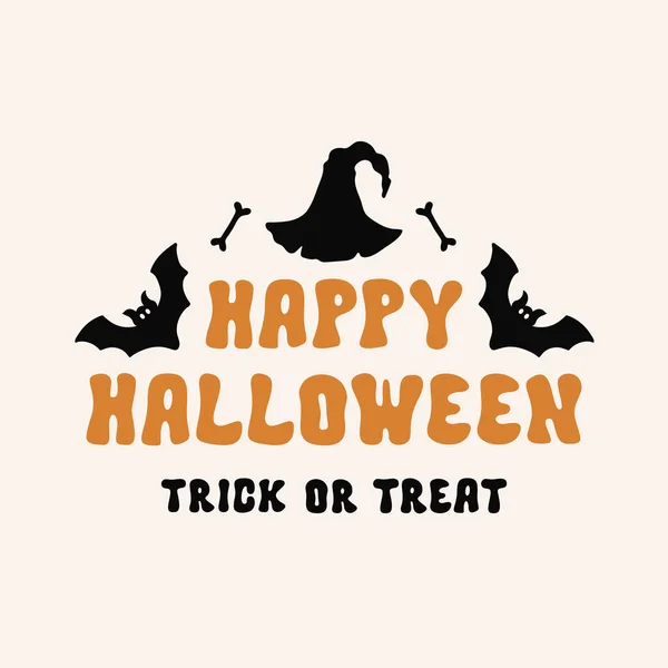 Glad Halloween Färgglada Bokstäver Illustration Med Siluett Element Vektor Tryck — Stock vektor