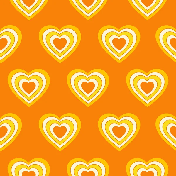 Nahtloses Muster Mit Herzförmigem Tunnel Auf Orangefarbenem Hintergrund Moderne Minimale — Stockvektor