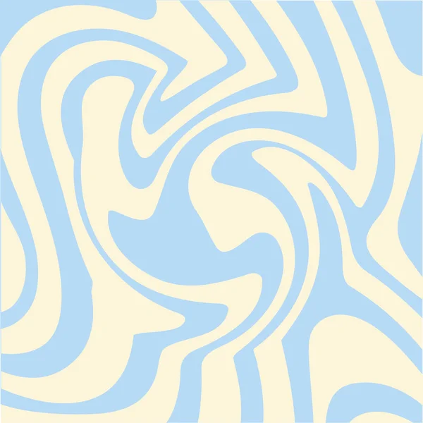 stock vector Wavy swirl square background in blue and beige colors. Vector Illustration in style hippie 70s, 60s. Aesthetic graphic print.