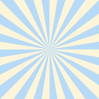Güneş ışığı, parlak kare arkaplan mavi ve bej renklerinde. Moda retro vektör çizimi. Sirk posteri ya da afiş. Pastel renkler