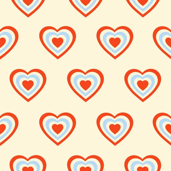 Seamless Pattern Hearts Shaped Tunnel Isolated Beige Background Modern Minimal — Stock Vector