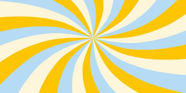 Retro Horizontal Background Sunburst Spiral Swirled Radial Striped Design Blue — Stock Vector