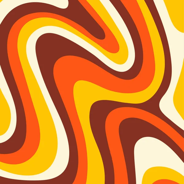 カラフルな波と抽象的な正方形の背景 トレンディーなベクトルイラストでスタイルレトロ60 70年代 — ストックベクタ