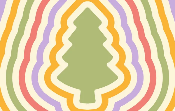 Retro Horizontal Hintergrund Mit Sich Wiederholenden Silhouette Weihnachtsbaum Trendy Vektor — Stockvektor